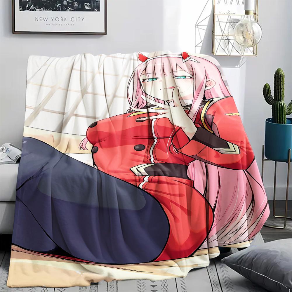 1PC DARLING In the FRANXX Zero Two Print Flannel Blanket, High Quality All Seasons, Home Decor, Warmth and Comfort, Perfect for Christmas Gifts