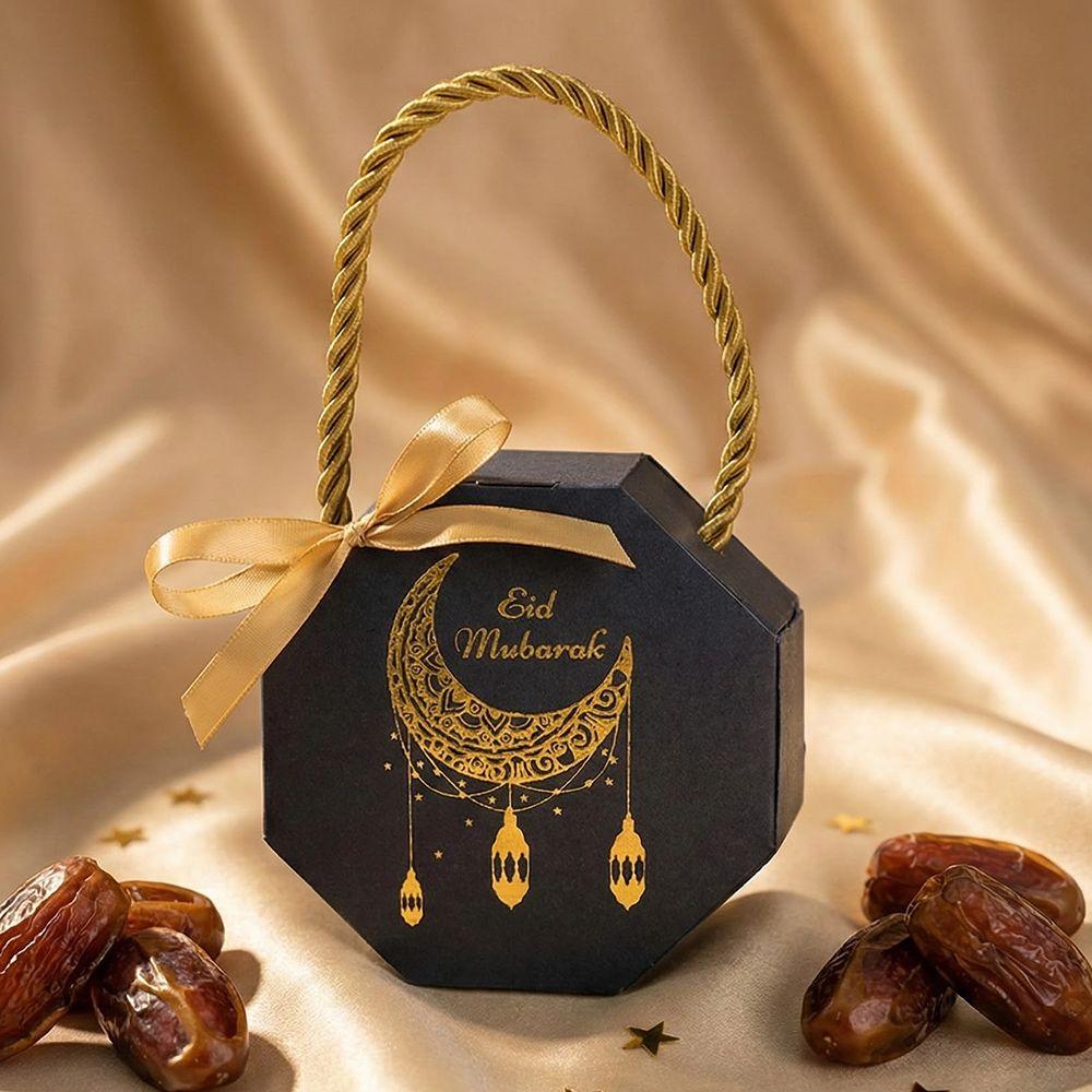10Pcs Gold Stamping Eid and Ramadan Gift Boxes Portable Ramadan Gift Box Party Favor Supplies
