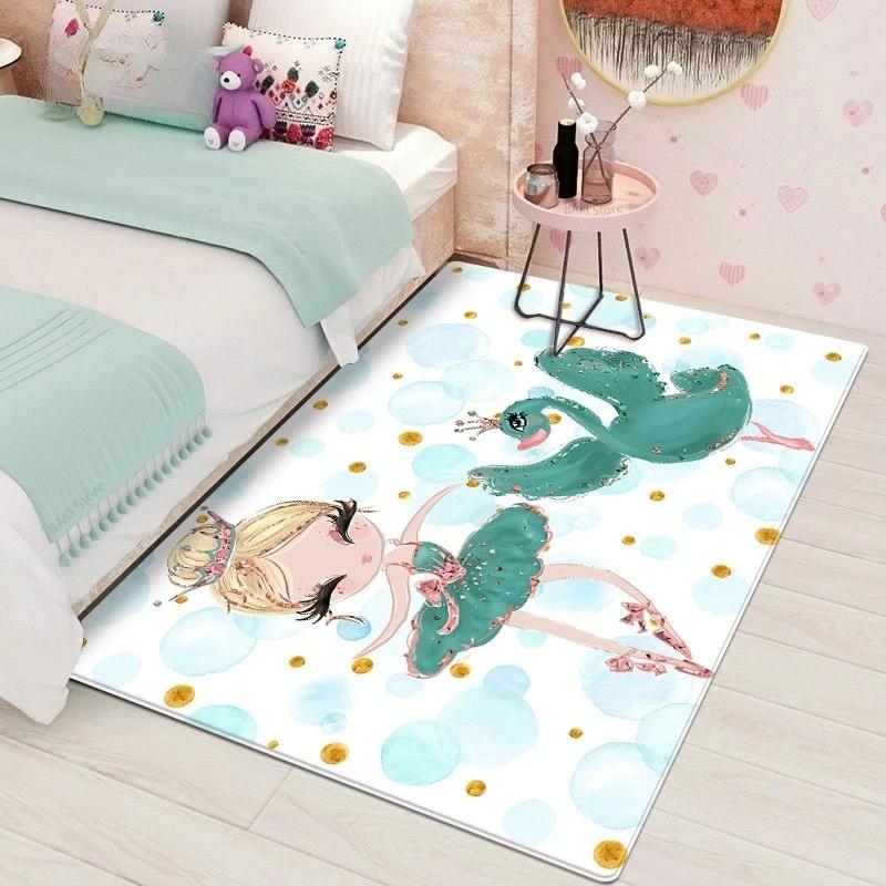 Cartoon Ballet Girl Carpet for Kids Room Kawaii Children's Room Carpets for Baby Girl Nordic Soft Bedroom Rug Floor Mats To Play