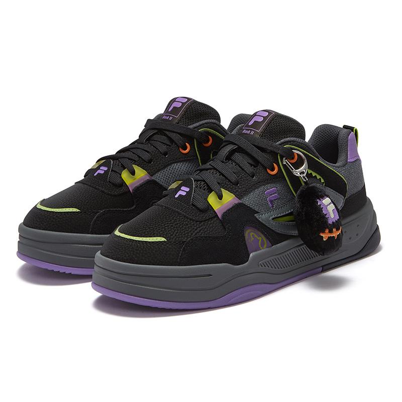 FILA Fusion Bank II Halloween Versatile Durable Low-Top Skate Shoes Women sneaker Black Purple T12W442910FBP