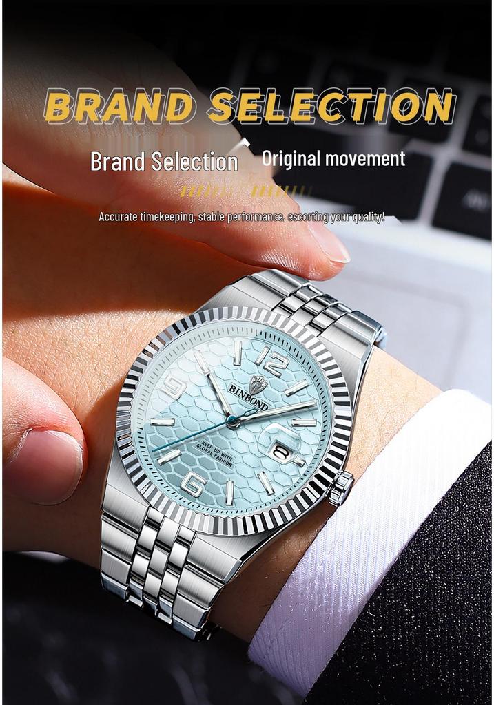 Binbang BINBOND Men's High-End Genuine 2025 Large Dial Watch