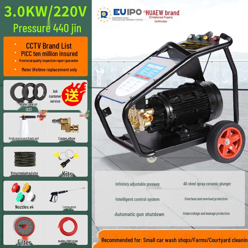 Huayiwo Industrial High-Pressure Washer EW Pump 220V CN plug (adapter included)