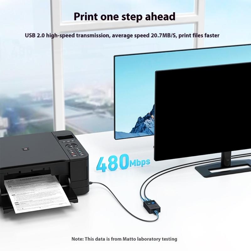 Multiple PC Printer Connector USB 2.0 Connection 20.7MB/s Transfer Rate Space Saving Device With Condition Light For Shared Workstations