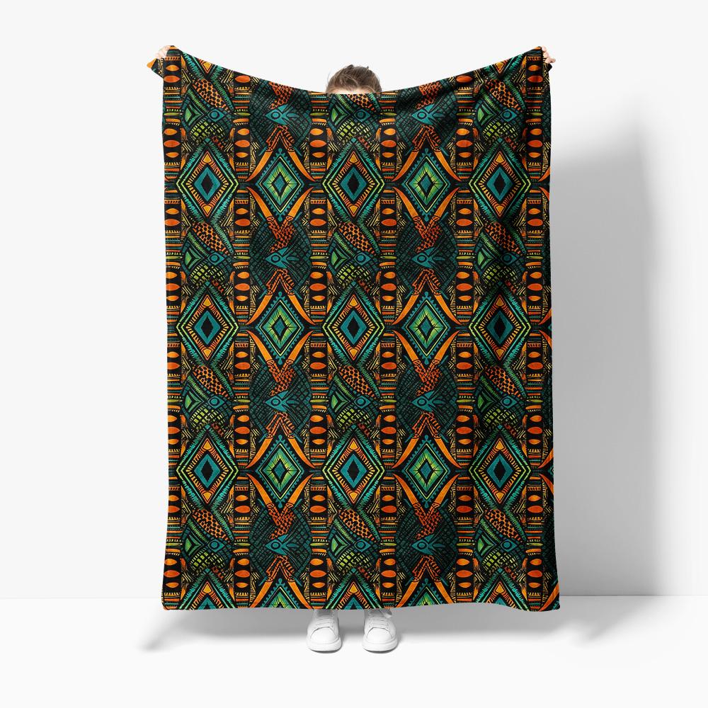 

African Print Throw Blanket - Paisley Tribal Kilim Cotton Sofa Bed Throw Blanket for Couch Decor 130x150cm51x59in
