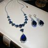 Zircon flower water drop pendant earrings necklace elegant temperament versatile jewelry set light luxury high-end jewelry women