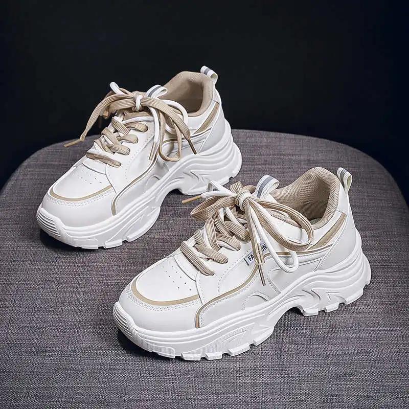 Fashion In The Forest Autumn-spring Women's Breathable Sneakers Chunky Purple Boots Women Flat White Shoes Sports Celebrity