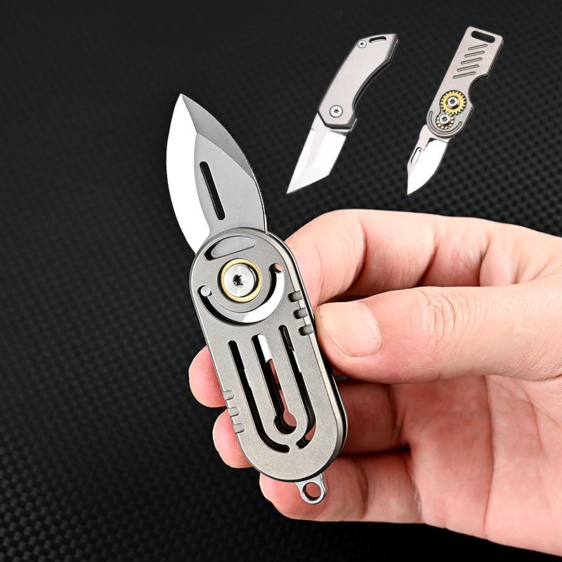 NEW Titanium Alloy Folding Knife D2 Blade Outdoor Camping Unboxing Portable High Hardness Kitchen Folding Knife