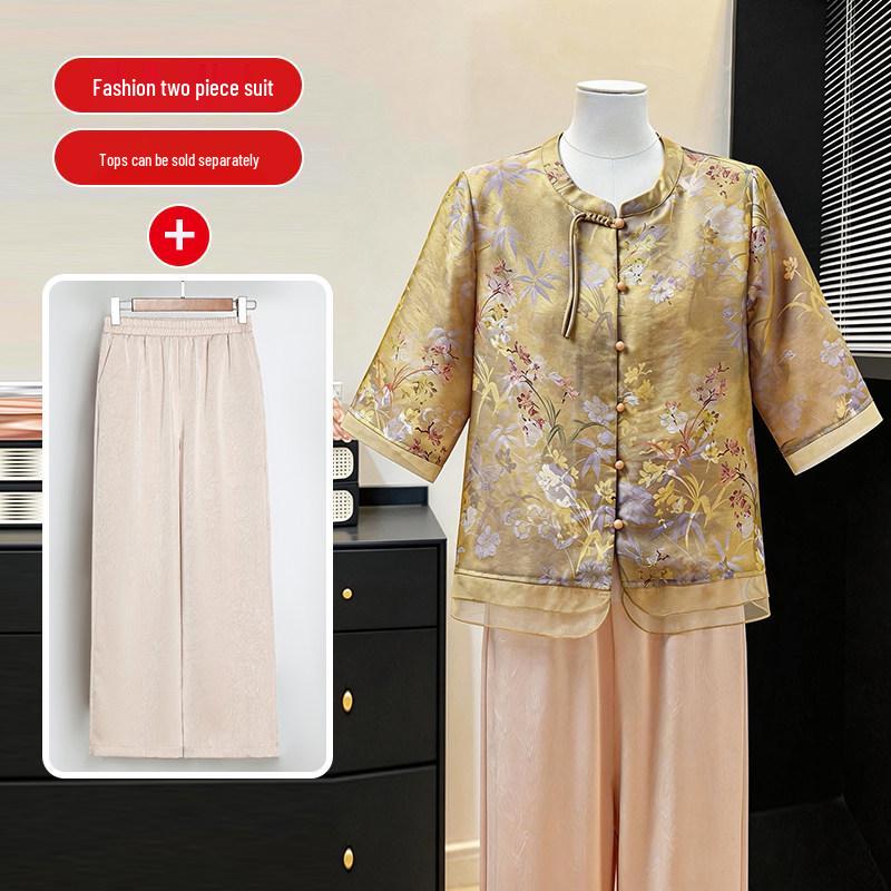 Mom's 2026 Summer Stylish Chinese Short-Sleeved Shirt for Middle-Aged & Elderly Women