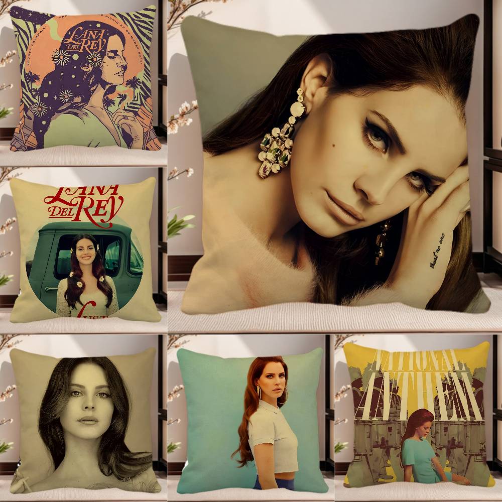 Nordische Vintage-Ästhetik Lana Del Rey Kissenbezug Quadratisches Kissen Schlafzimmer Sofa Freizeit Komfortkissen Auto Heimdekoration