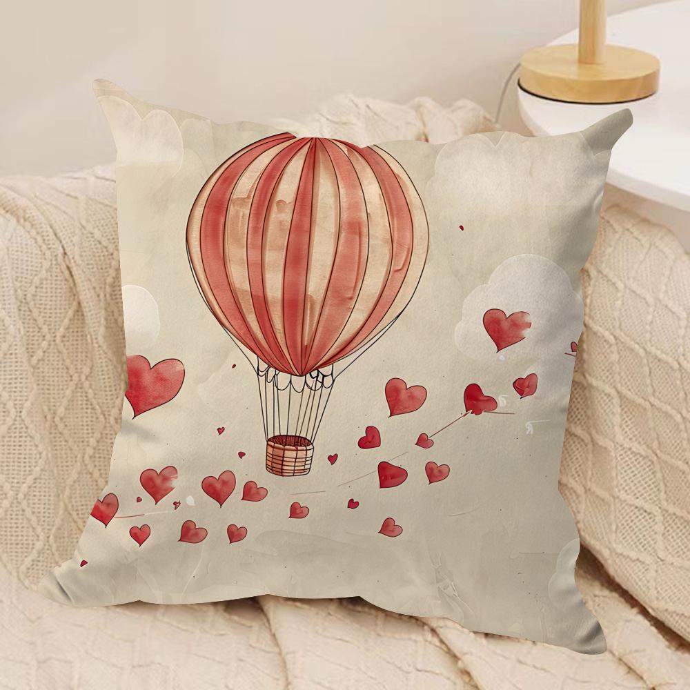 Heart Valentines Day Cushion Cover Silky Short Plush Invisible Zipper Dustproof Sofa Pillow Case for Home Decor