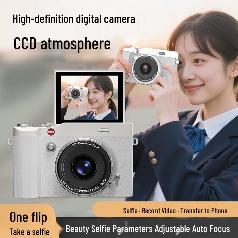 Digitalkamera mit CCD-Sensor und zwei Objektiven - Retro-Klapphandy-Stil, Perfekt für Schüler und Kinder, Verbindung zum Handy.