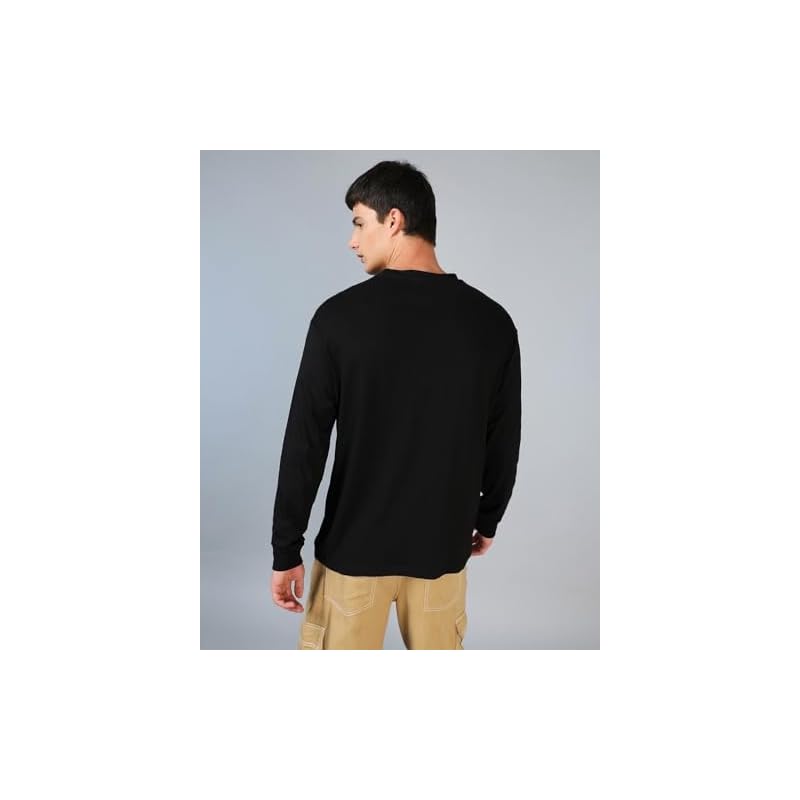 Bewakoof Men' Solid Round Neck Full Sleeve Oversized TShirt