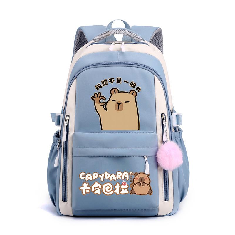 Trendy kapibara creative cartoon printing cute emoji bag for primary and secondary school students to reduce the burden of spine protection schoolbag