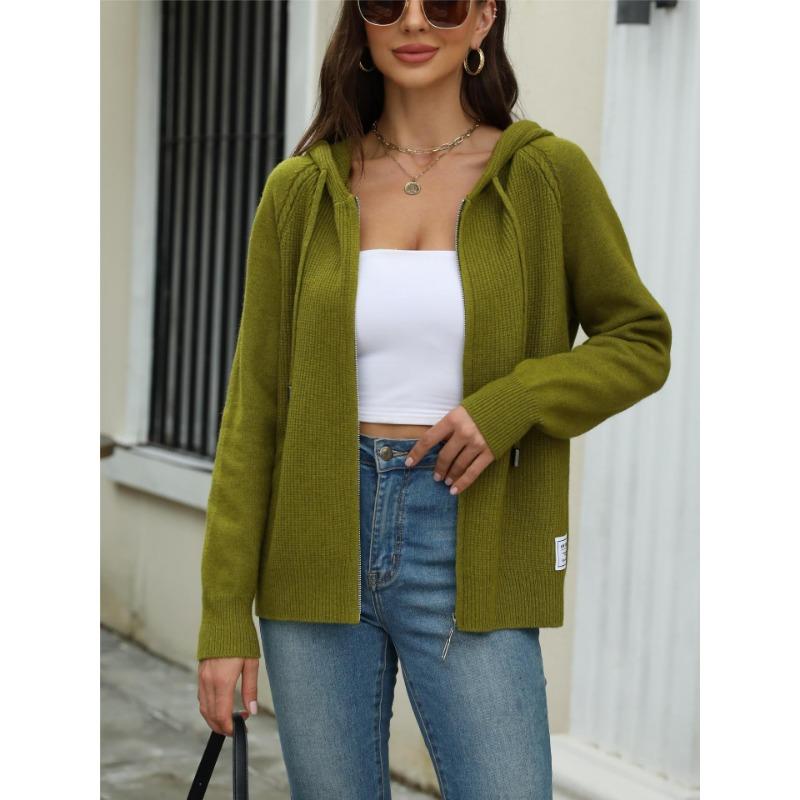 

INDFS Женская мода повседневная осень-зима однотонный принт длинный рукав с капюшоном свитера L