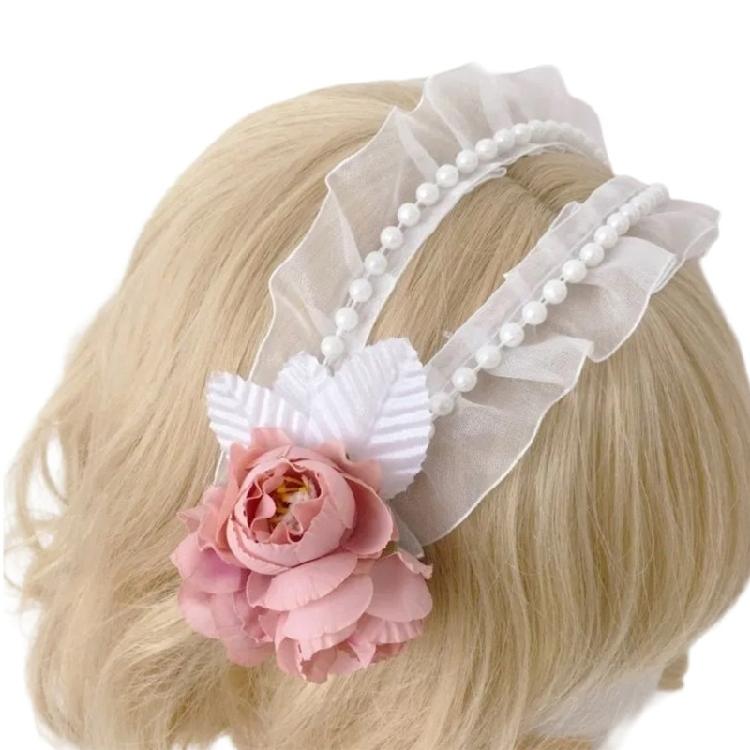 

Soft and Comfortable Headwear Lace Flower Headbands Hairband for Everyday Use глибокий рожевий колір