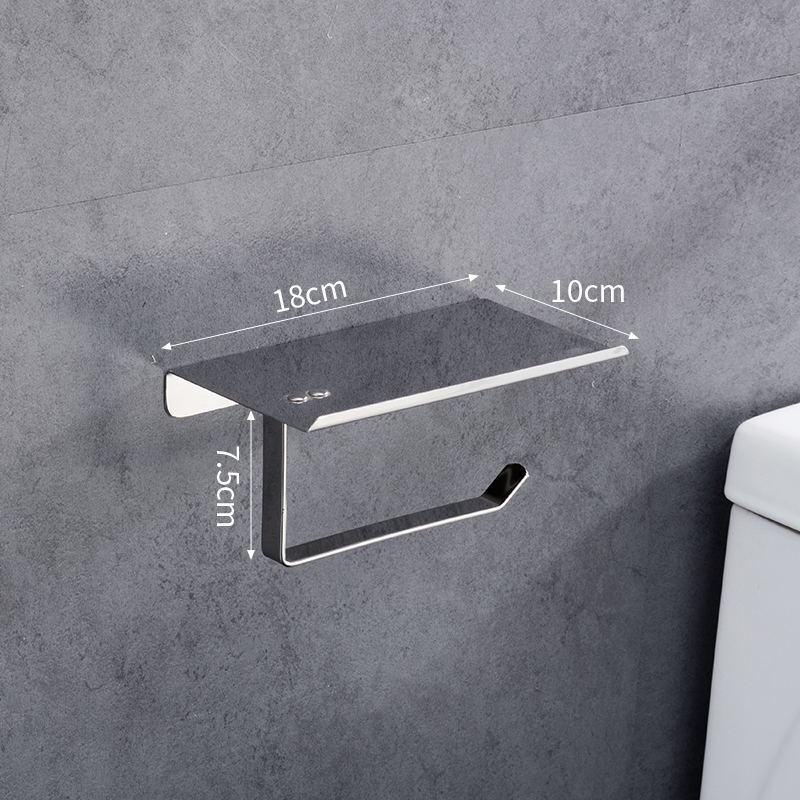 Stainless Steel Toilet Paper Holder with Phone Shelf, Punch-Free Installation for Home and Public Restrooms