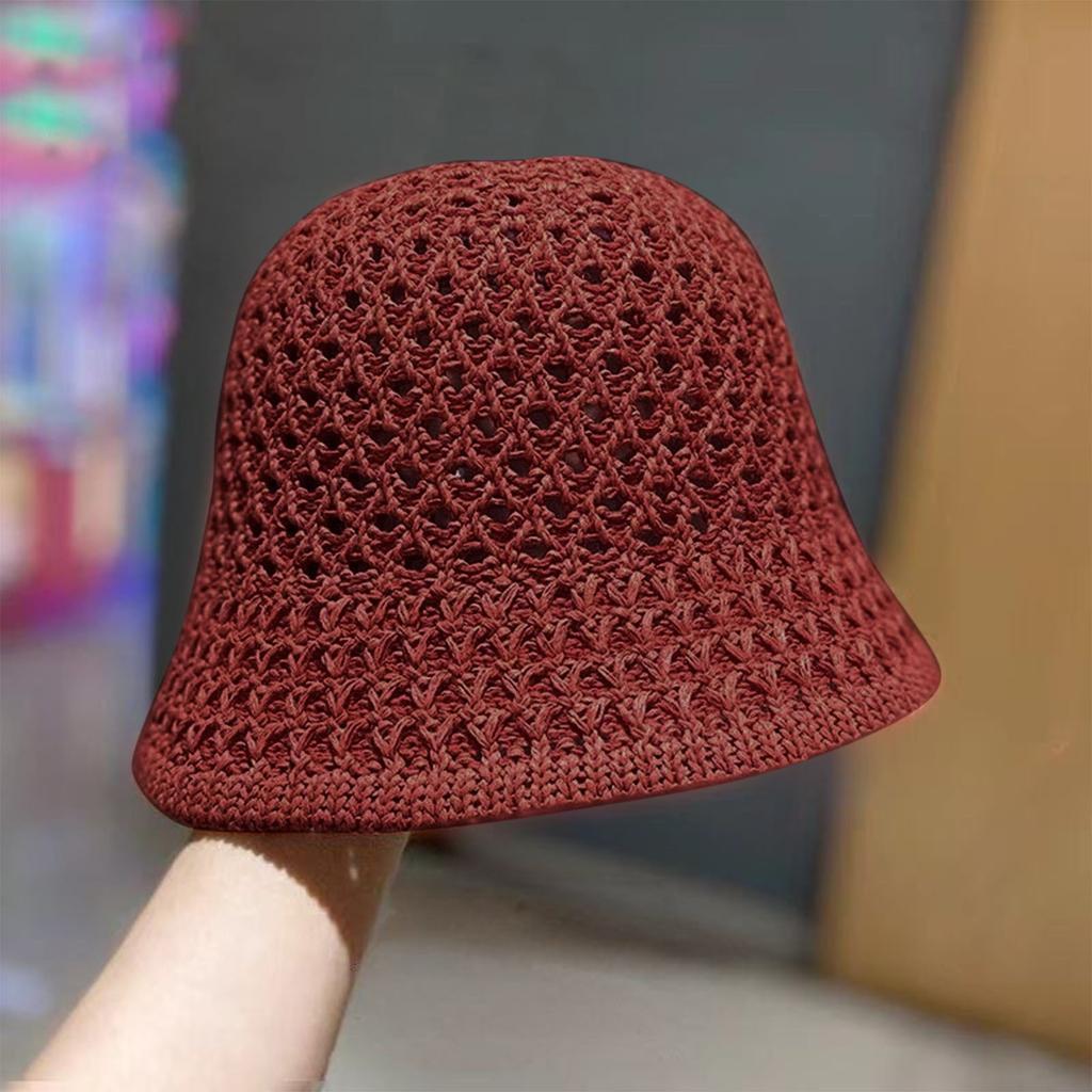 Handmade Crochet Bucket Hat Lightweight Breathable Summer Sun Protection Wide Brim Cap for Outdoor Activities Travel Beach