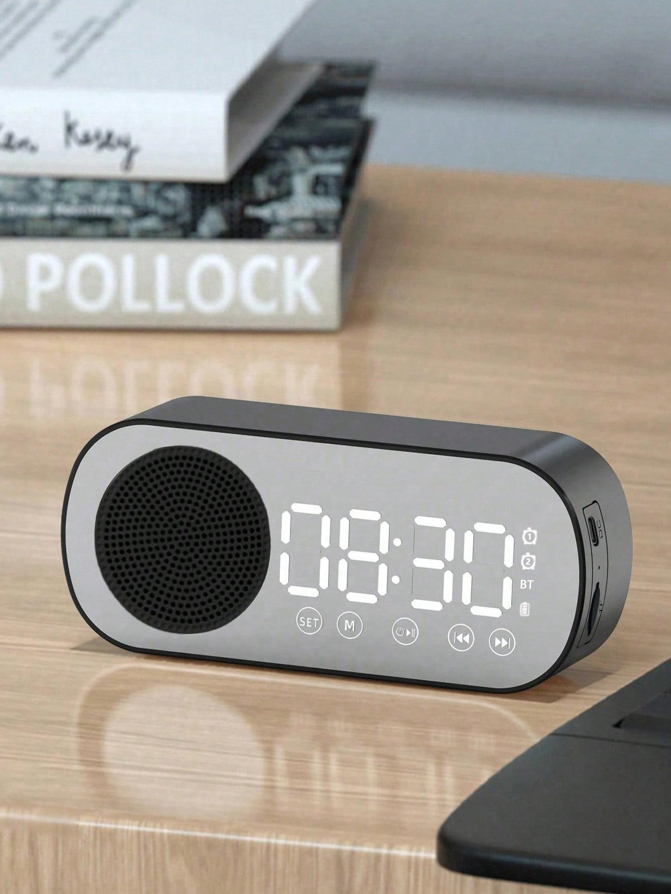 

Bluetooth speaker, mirror-faced clock alarm clock smart speaker, bass-heavy FM card insertable small speaker