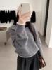European Style Pure Wool Color-Block Striped Sweater for Women - Thickened, High-End Autumn/Winter 2024 Base Layer Short Top