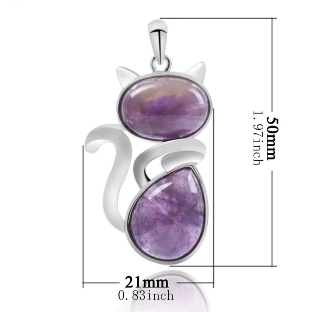 Pink Purple Stone Pendant Cute Shape Cat Jewelry Necklaces Daily Wear Cat Necklaces  Pet Lovers