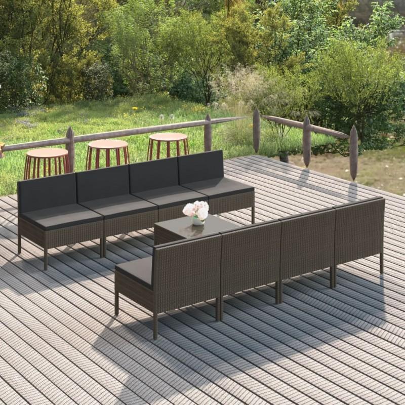 Day and Night - Day and Night Garden Furniture Set 9 Pieces and Gray Synthetic Rattan Cushions