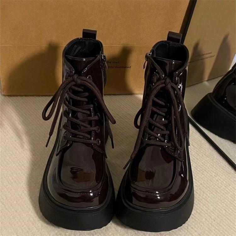 Retro Sweet and Cool Martin Boots for Women's 2025 Spring and Autumn Single New Ins British Style Thick Bottom Heightening Explosion Short Boots