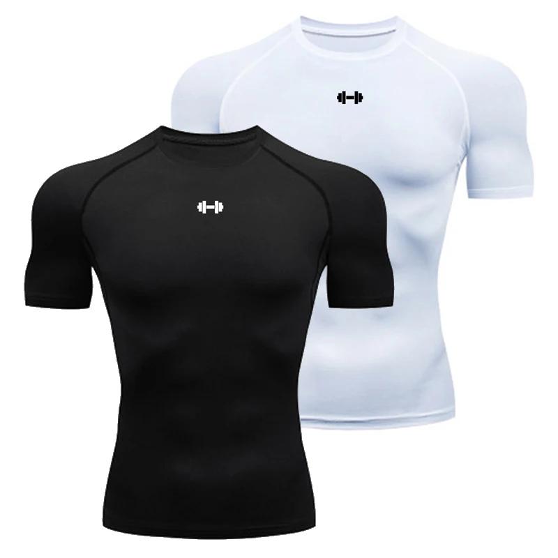 Muscleguys Camiseta de Compresión Hombre Verano Camiseta de Running Elástica Secado Rápido Ropa Deportiva Tops Deportivos Camisetas Atléticas para Gimnasio Entrenamiento Hombres