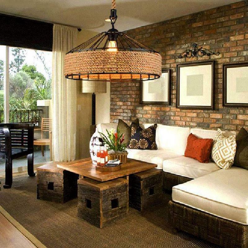 Lampă suspendată cu LED, vintage, frânghie de cânepă, bază AC85-265V E27 Socket Creative Country Style Loft Industrial Pendant Lamp