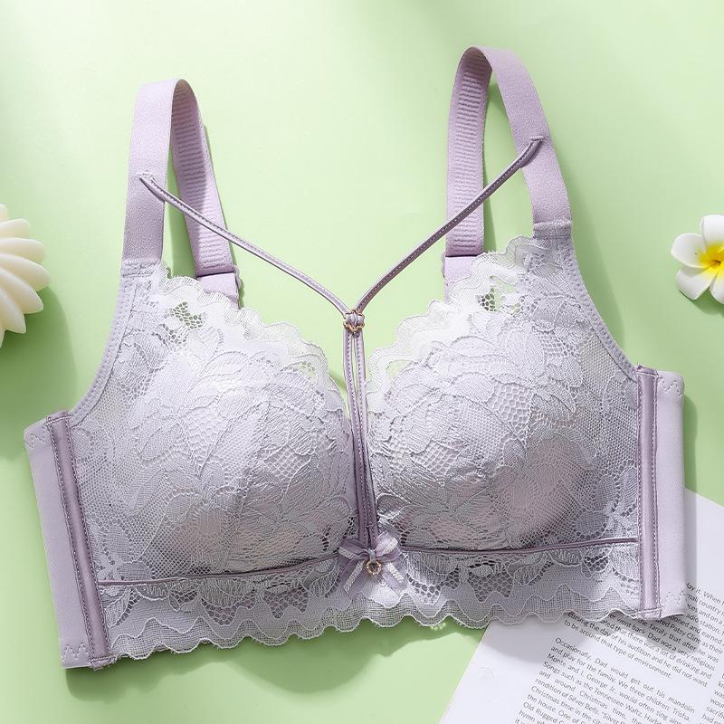 Sexy Bra Women's Lace Adjustable Bra Gathering Bra No Steel Ring Bra Anti Sagging Bra Double Breasted Bra