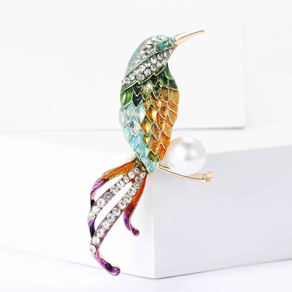 Exquisite High-End Alloy Enamel Bird Brooch Fashionable Versatile Women'S Suit Coat Corsage Jewelry Pin
