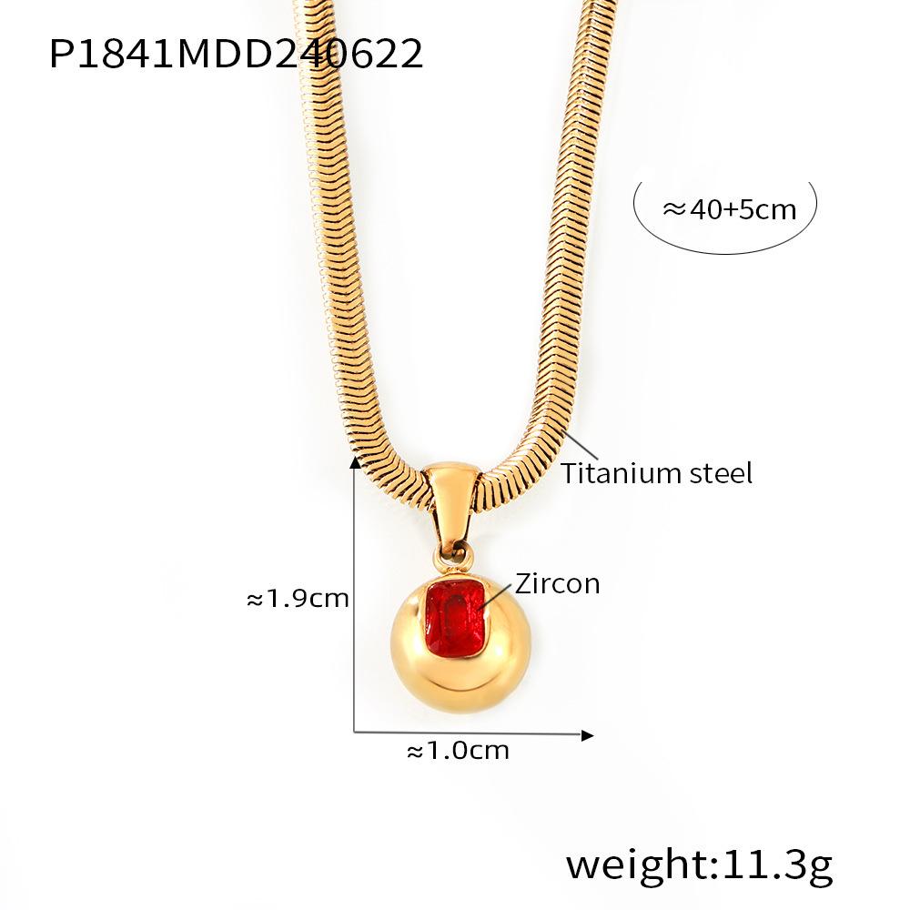 18k Gold-Plated Titanium Steel Geometric Zircon Pendant Necklace - European & American Fashion Style