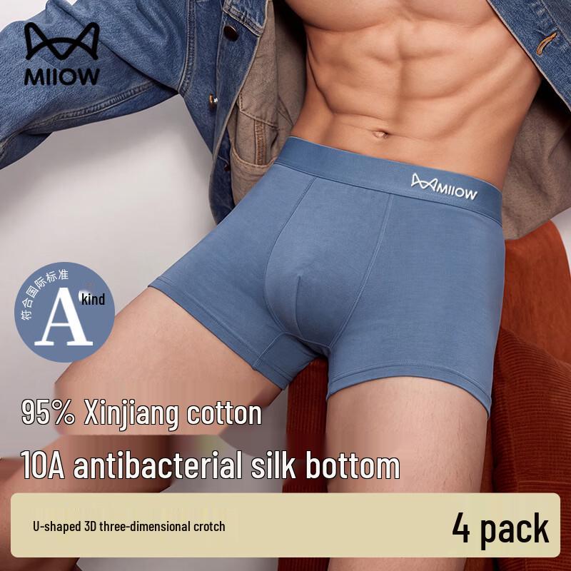 MIIOW Men's Silk-Crotch Cotton Breathable Antibacterial Briefs