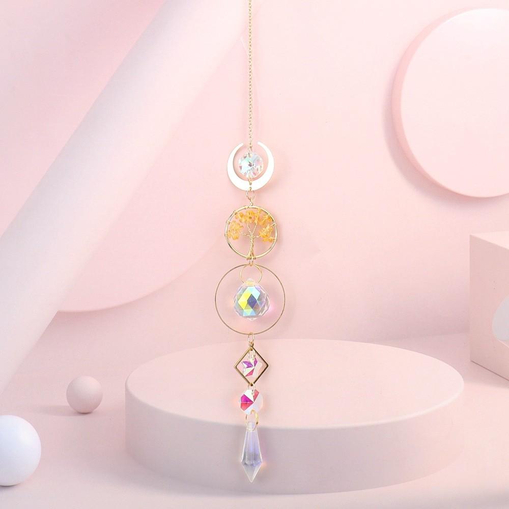 Sun Catcher Gold Moon Tree Of Life Agate Sunlight Decor For Windows