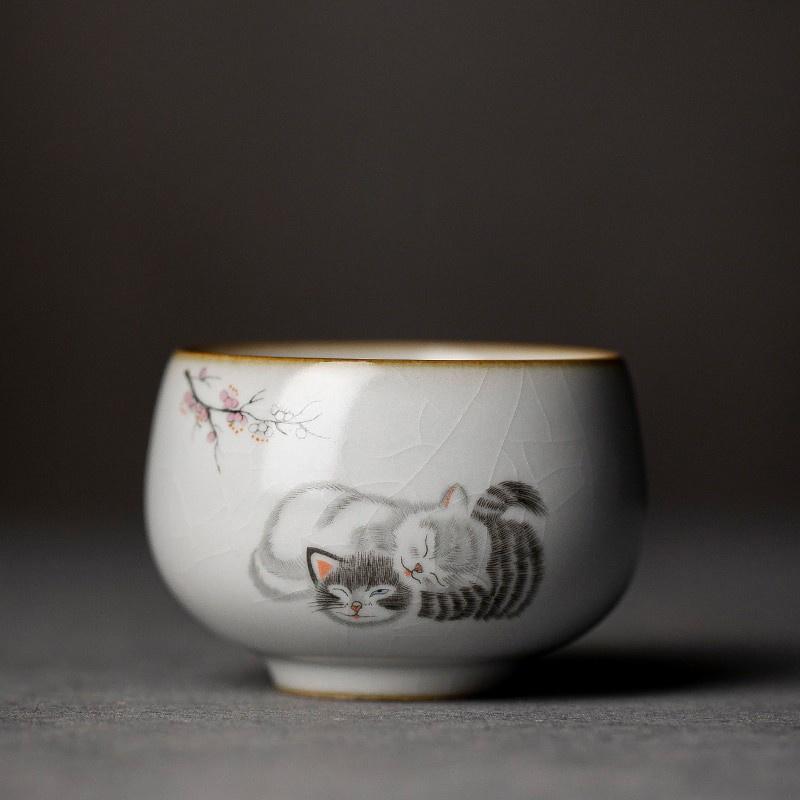 Ru Kiln Crackle Glaze Ceramic Tea Cup Kung Fu Tea Set