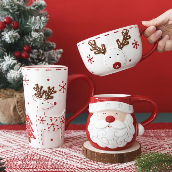 Ceramic Coffee Cup Santa Claus Elk Tea Mug Breakfast Oatmeal