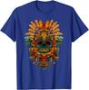 Aztekischer Maya Gott Schädel Kopfschmuck Grafik T-Shirt Herren Atmungsaktiv Kurzarm T-Shirt Lässiger Ausflug