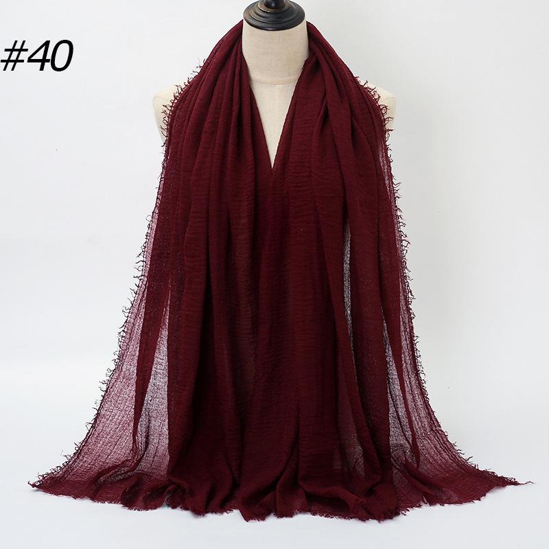New Pleated Monochrome Cotton Solid Color Scarf, Naturally Pleated Human Cotton Hair Beard Edge Large Size Women's Headscarf B