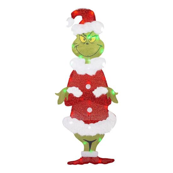 Yousheng LED Christmas Yard Sign Large Green Elf Tree Dog Sleigh Xmas Yard Sign for Winter Lawn Garden Yard Outdoor Decor