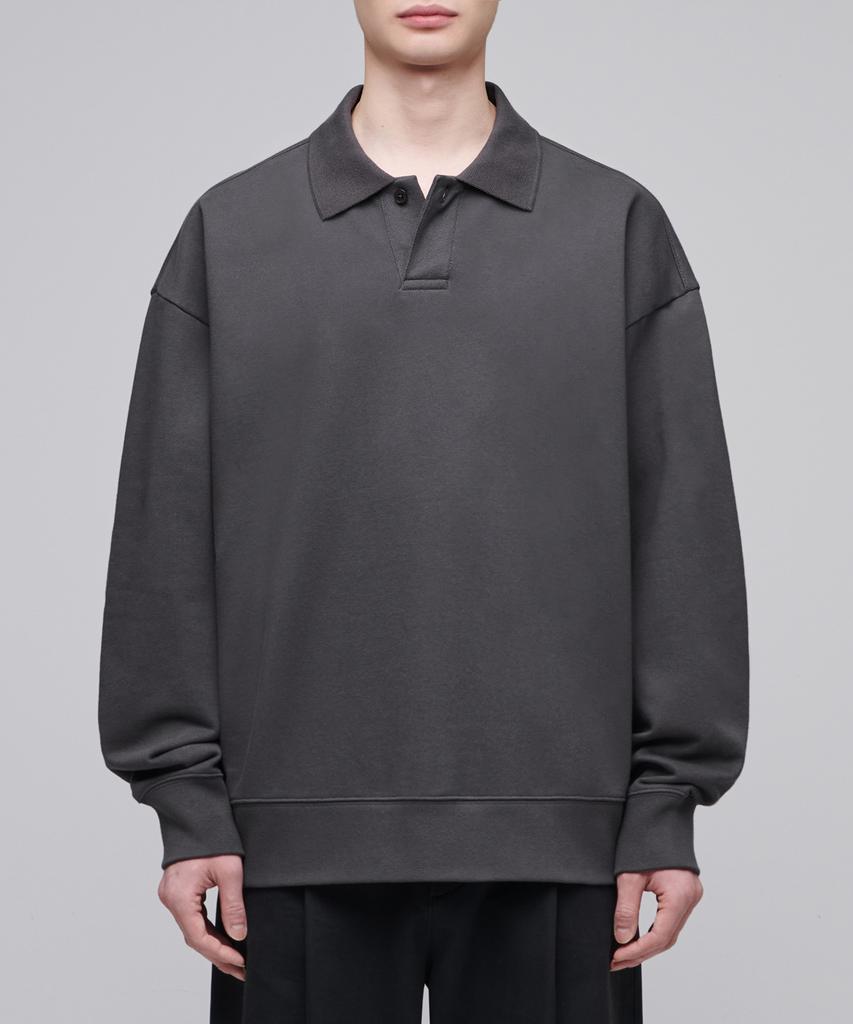 MUSINSA STANDARD Oversized Collared Sweatshirt [Gunmetal]
