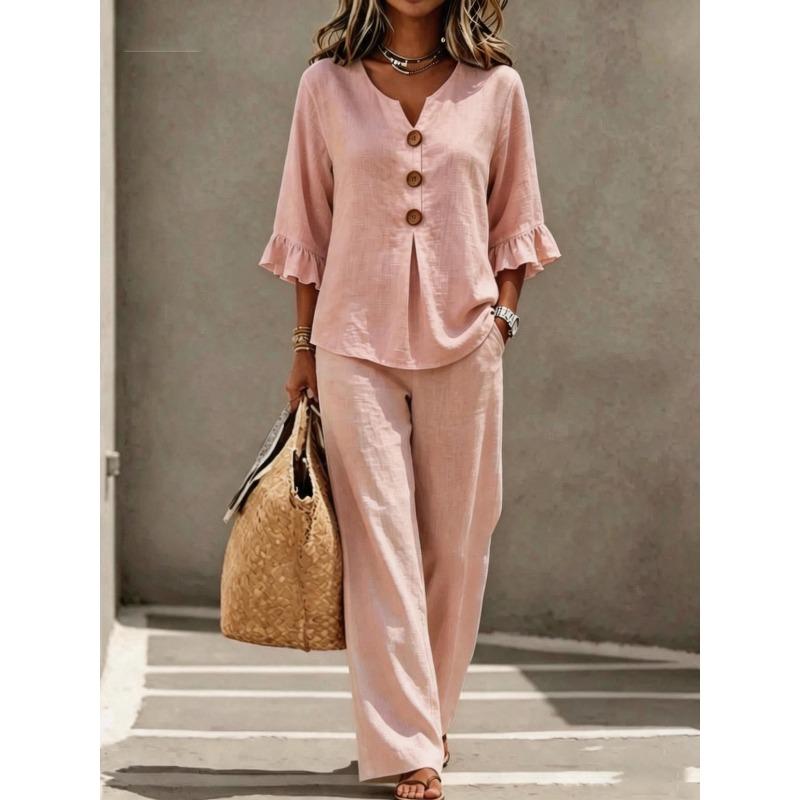 IHUASU Women's Fashion Casual Long Sleeve V Neck Pants Suits
