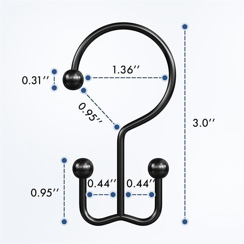 Matte Black Shower Curtain Ring Metal Shower Curtain Ring Double Hook Shower Curtain Ring