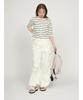 Emi Cool Touch Half Sleeve Knit BORDER Women's Top, 13WNT252041,