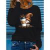 Women's Fashionable Round Neck Long Sleeve T-Shirt Loose Casual Top
