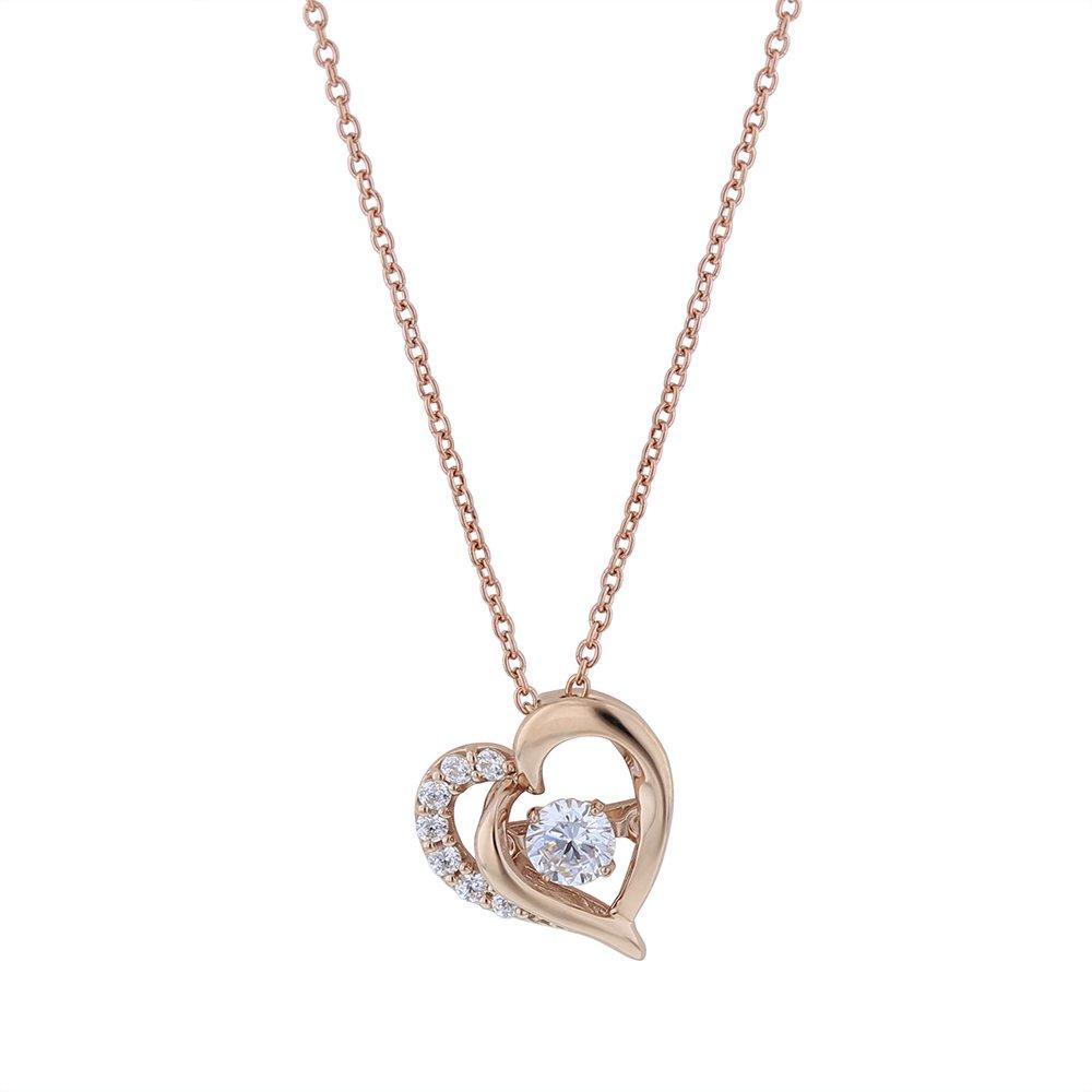 ESTELLE [WEB Exclusive] Dancing Stone Cubic Zirconia Silver and Pink Gold Plated Dancing Stone Heart Motif Necklace 0772-0734-0017-0000