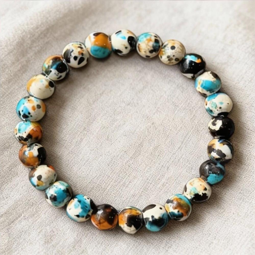 European Crystal Tiger Eye Elastic Bracelet, Natural Stone Beads Jewelry
