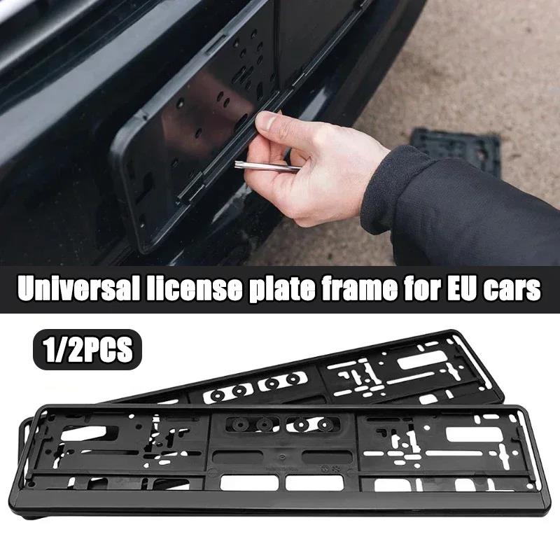 1/2Pcs Car Licence Plate Bracket Black Number Plate Holder EU Standard License Plate Frame Cover Anti-corrosion Auto Accessories License Plate Covers