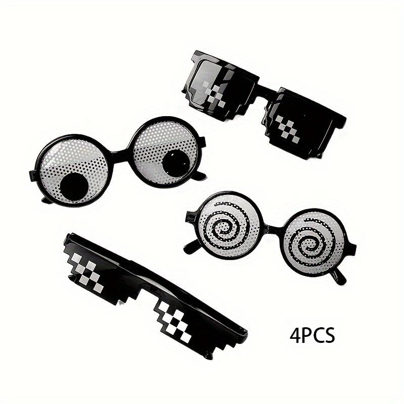 

4pcs Creative Novelty Glasses with Rotatable Eyeballs Mosaic Hypnotic Patterns Fun Photo Props Wedding Bachelor Party Graduation