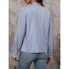 Spring and Autumn New Fashion Women's Stand Collar Tie Button Striped Long Sleeve Shirt