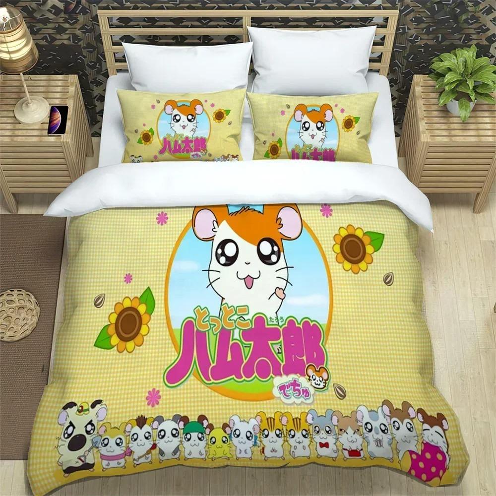 3D Printing Cartoon Hamtaro Bedding Set Duvet Cover Pillow Set Kids Birthday Gift Home Textiles
