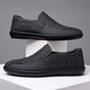 % Casual leather shoes soft sole soft surface driving lazy shoelace-free shoes